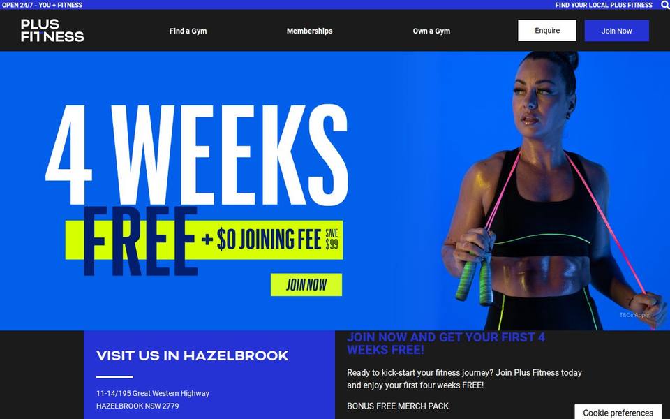 Plus Fitness Hazelbrook website