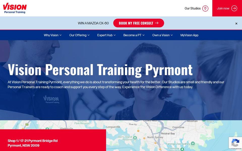 Vision Personal Training Pyrmont website