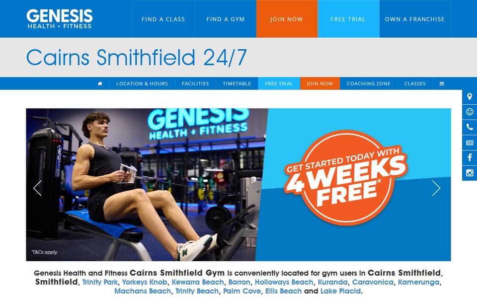 Genesis Health + Fitness Cairns Smithfield - QLD website