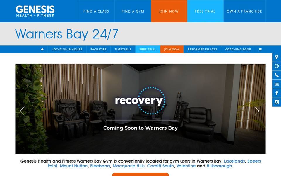 Genesis Health + Fitness Warners Bay website