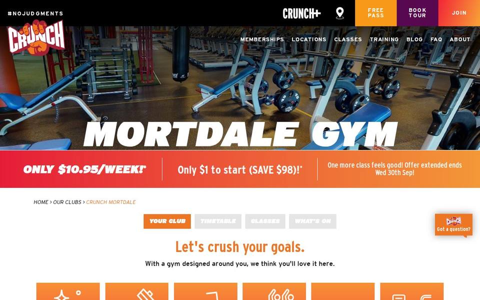 Crunch Fitness Mortdale website