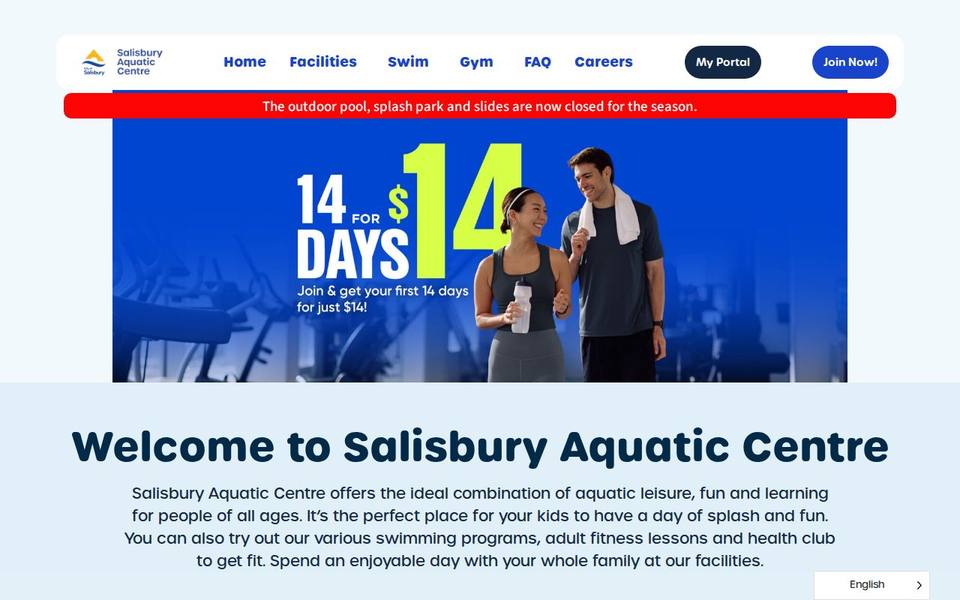 Salisbury Aquatic Centre website