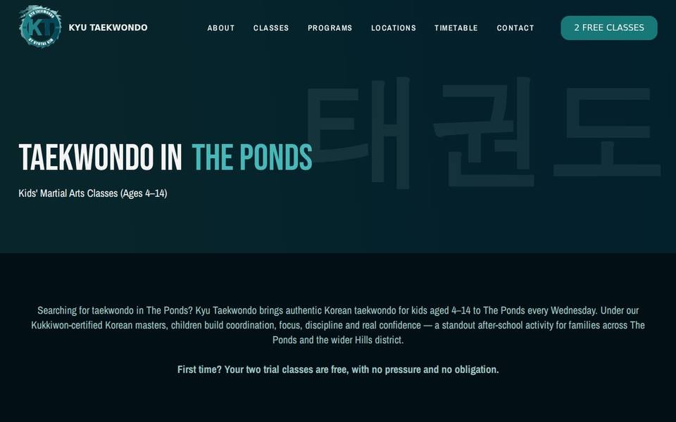 Kyu Taekwondo Australia The Ponds website
