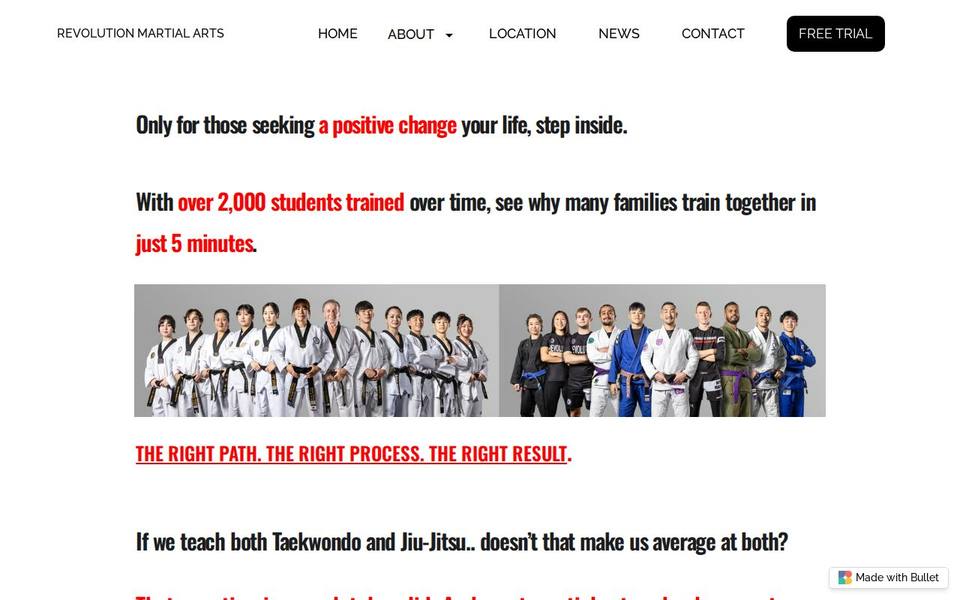 Revolution Martial Arts website