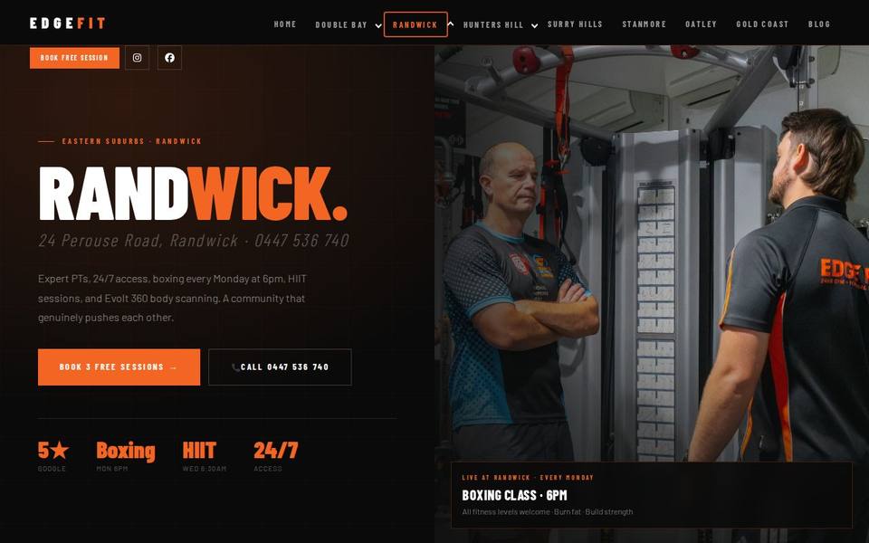Edge Fit Randwick website