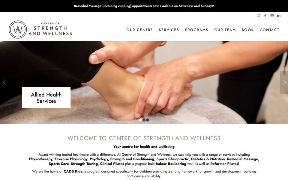 Centre of Strength and Wellness website
