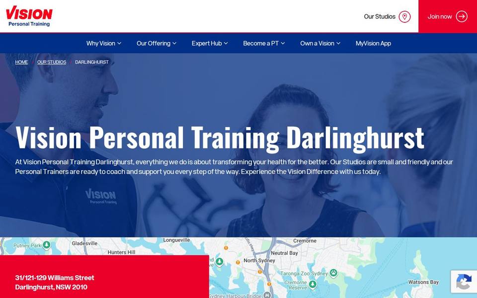 Vision Personal Training Darlinghurst website