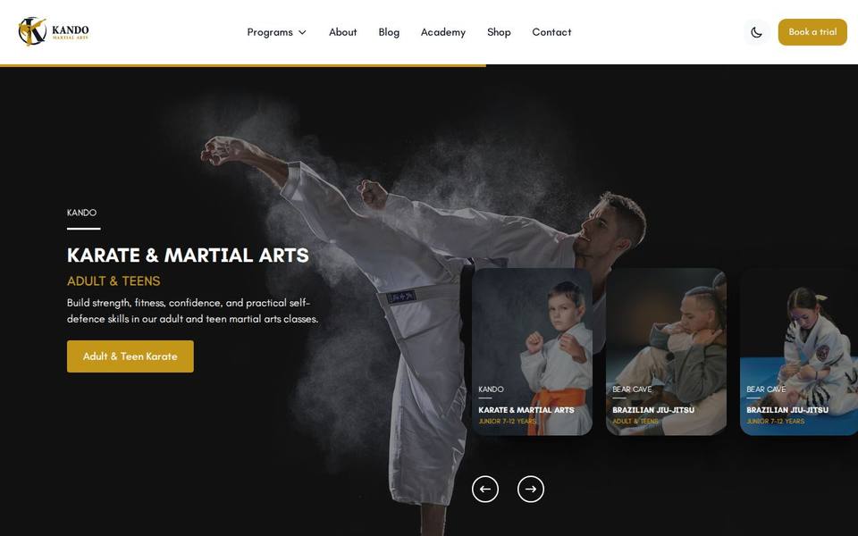 Kando Martial Arts Knox website