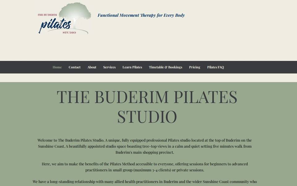 The Buderim Pilates Studio website
