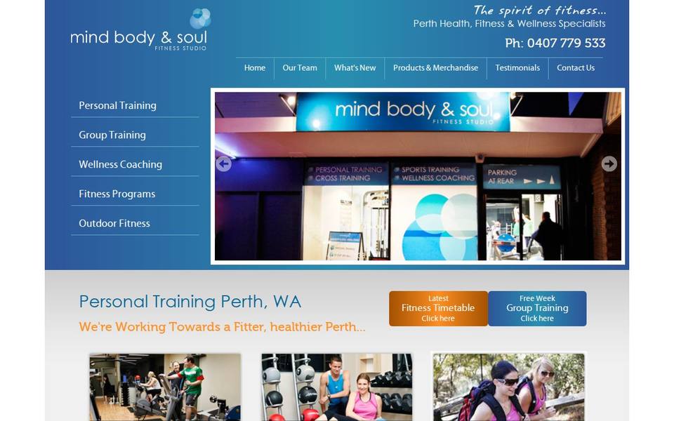 Mind Body & Soul Fitness Studio website