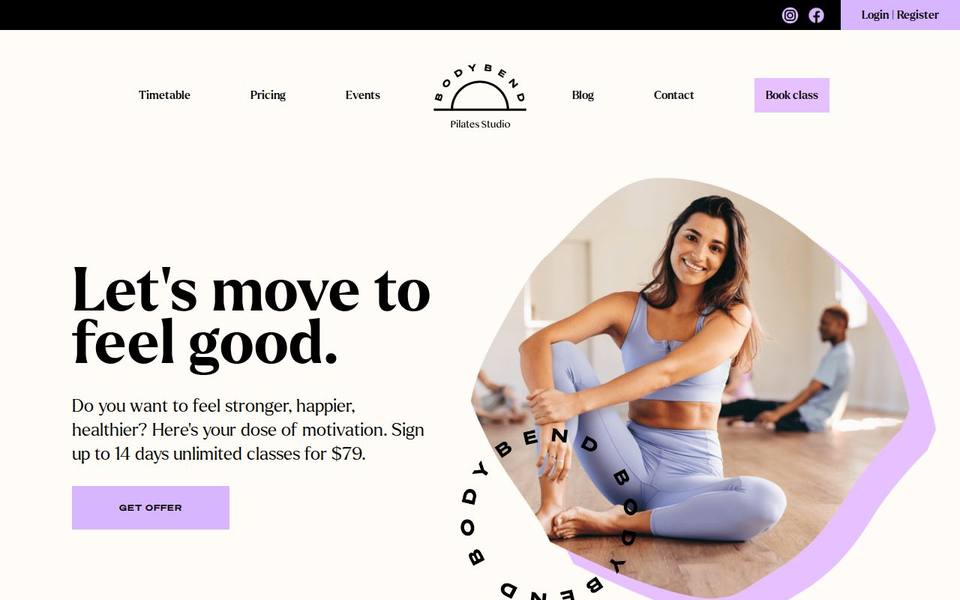 Bodybend Pilates Studio website