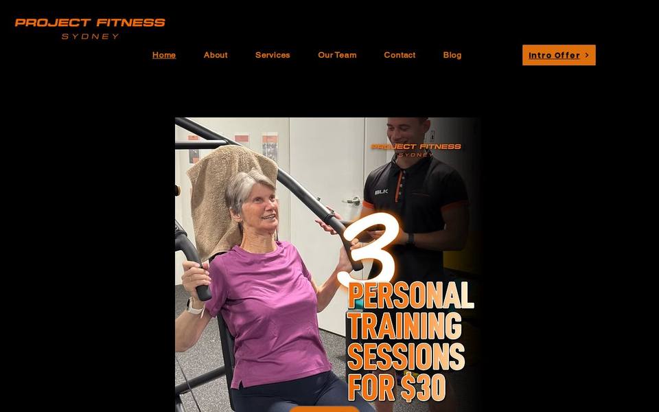 Project Fitness Sydney website