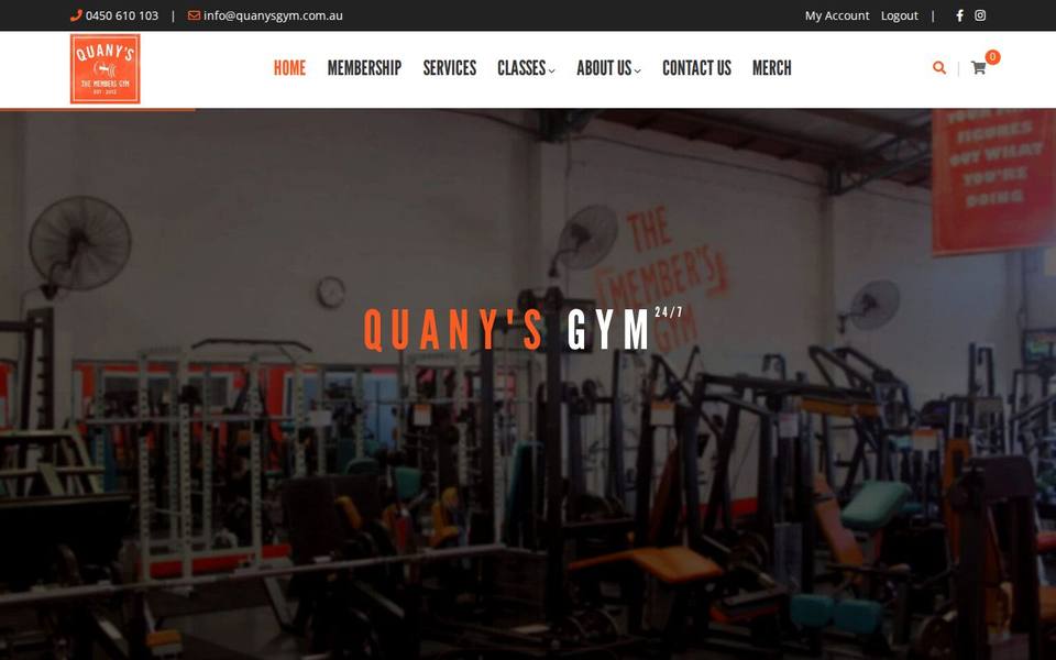 Quany's Gym website