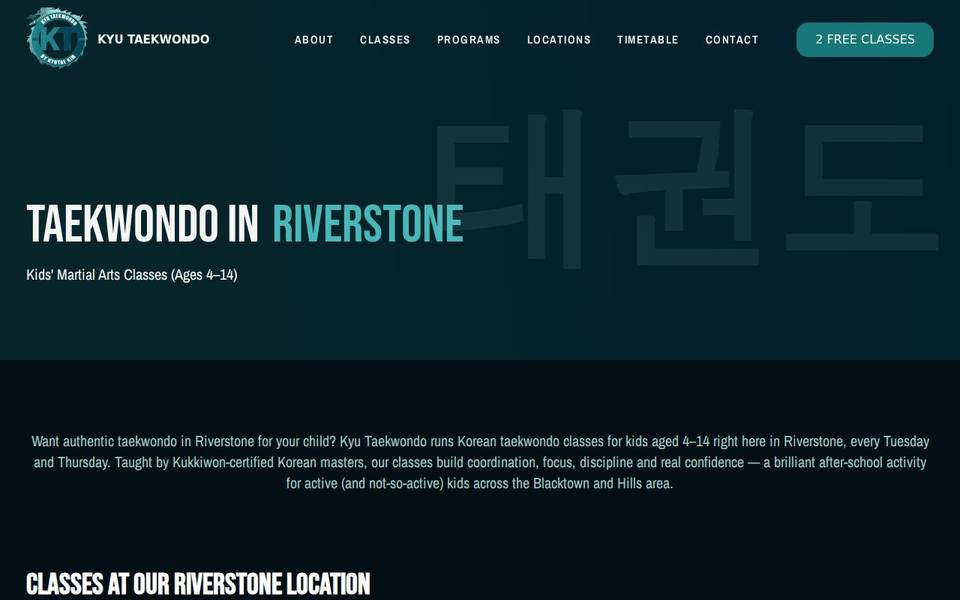 Kyu Taekwondo Australia Riverstone website