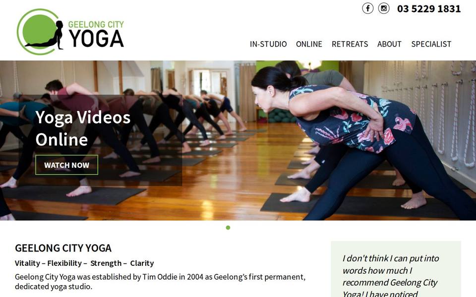 Geelong City Yoga website