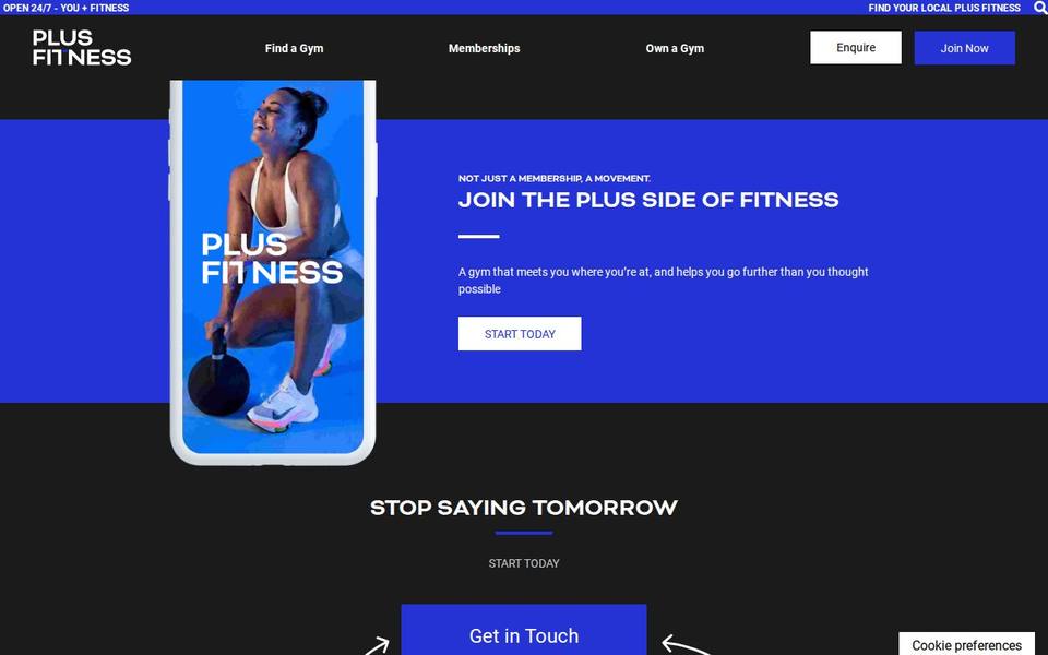 Plus Fitness Southport website