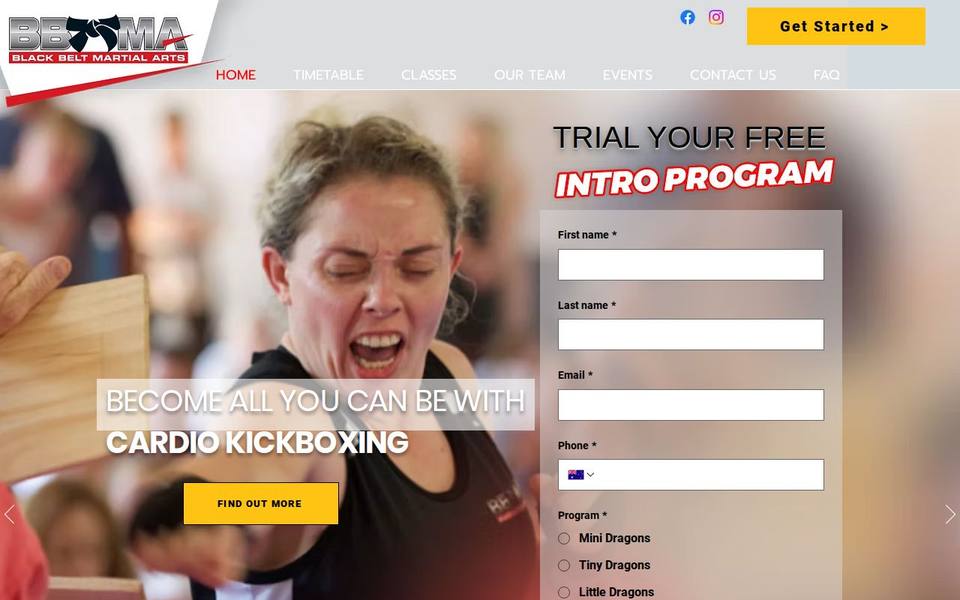 Black Belt Martial Arts Sandgate website