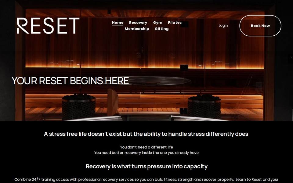 RESET Strength and Sports Recovery Centre website