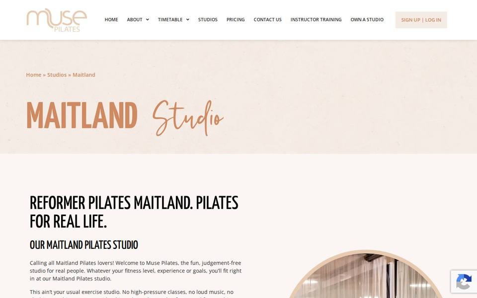 Muse Pilates Studio website