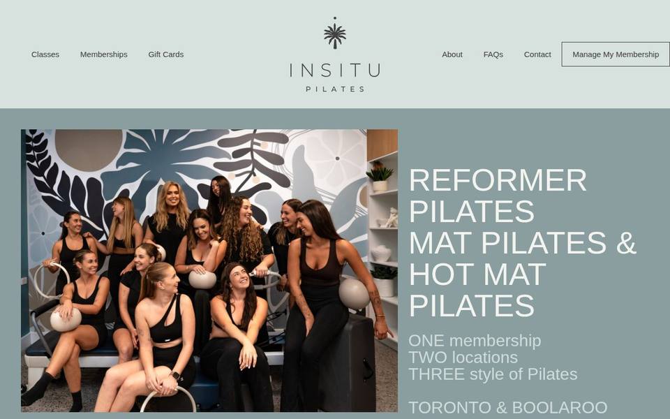 Insitu Pilates Toronto website