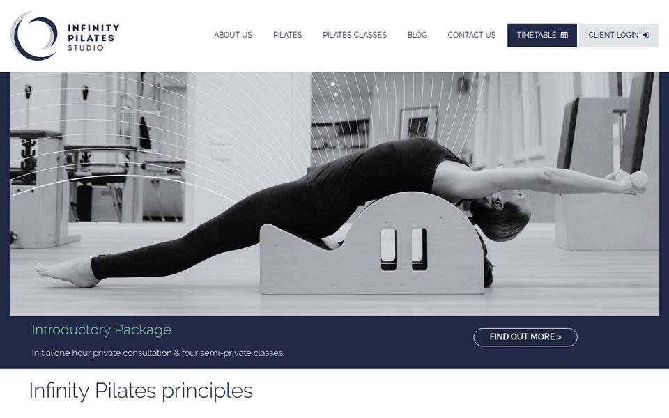 Infinity Pilates Studio website