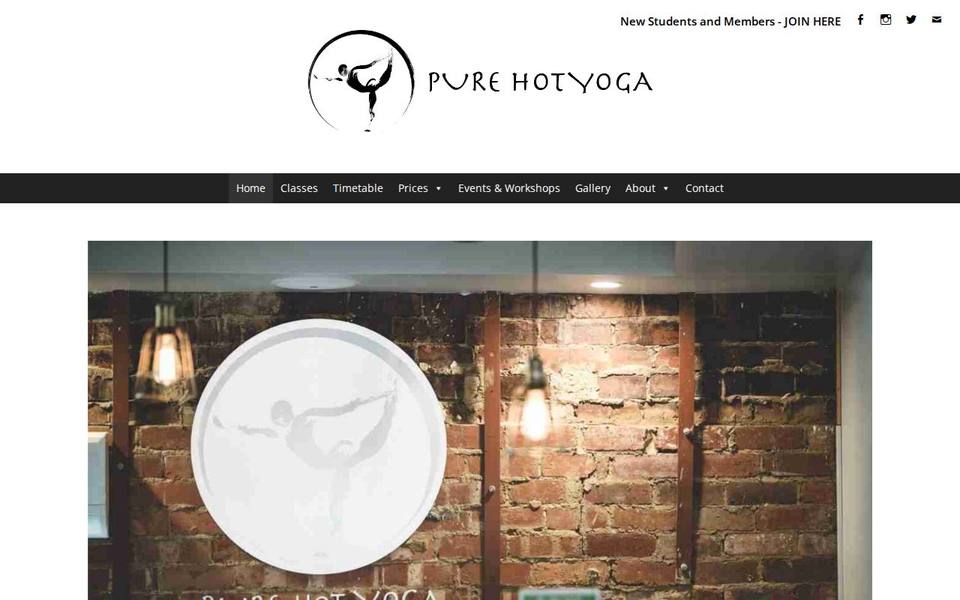 Pure Hot Yoga website