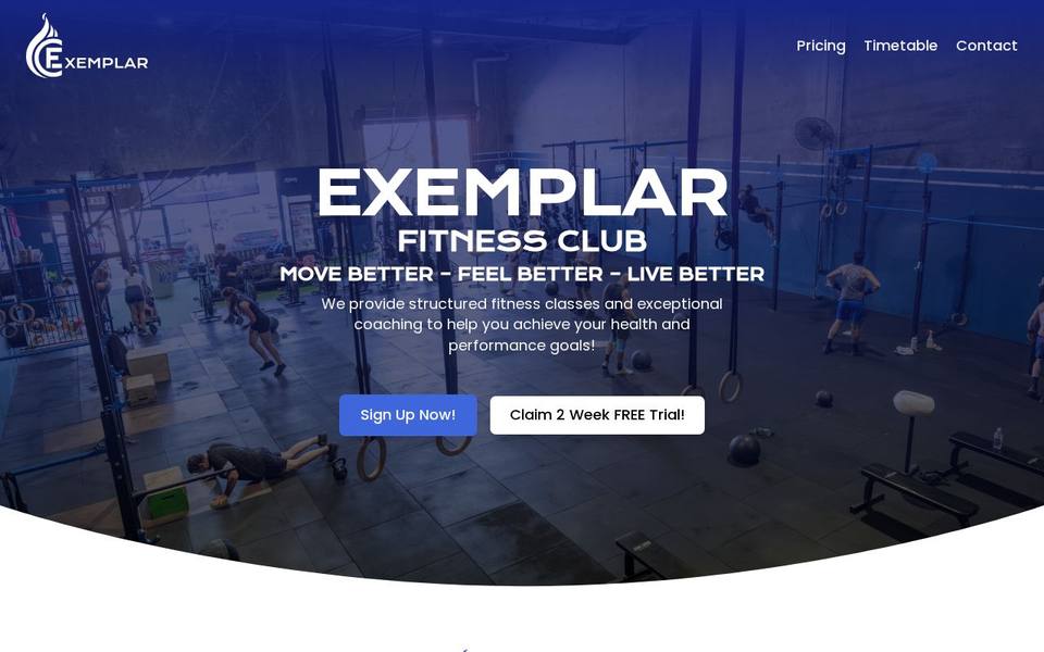 Exemplar Fitness Club website