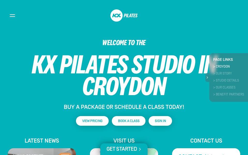 KX Pilates Croydon website