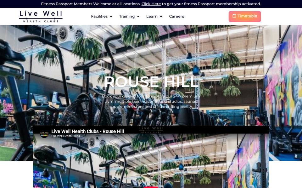 Live Well Health Clubs Rouse Hill website