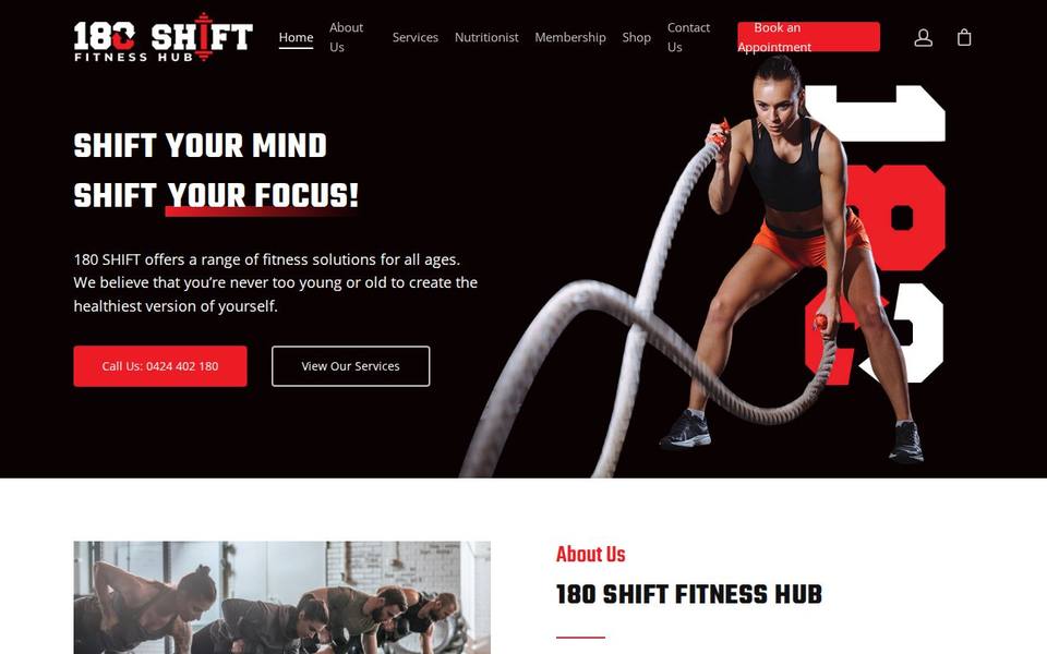 180 Shift Fitness Hub website