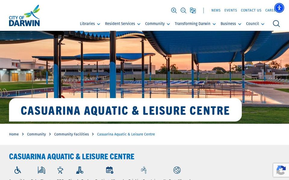 Casuarina Aquatics and Leisure Centre (Casuarina Pool) website
