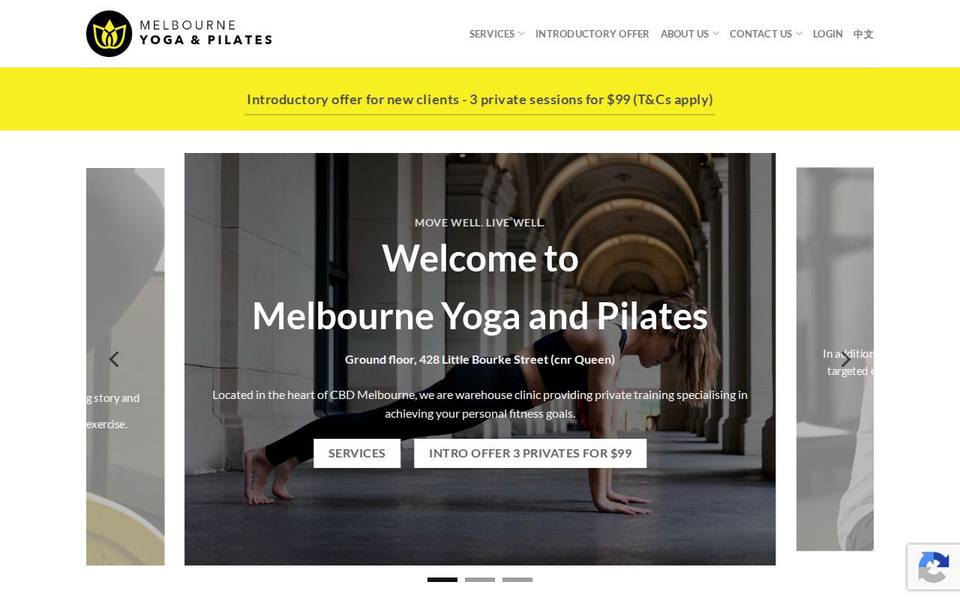 Melbourne Yoga and Pilates website