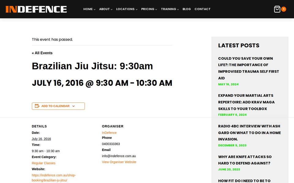 InDefence Personal Safety Specialists website