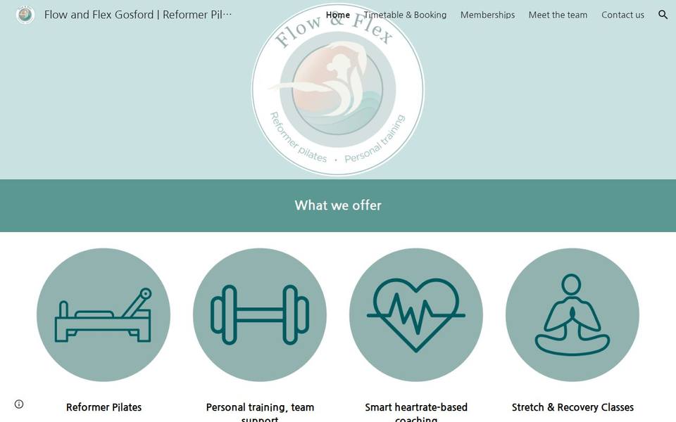 Flow & Flex Pilates studio website