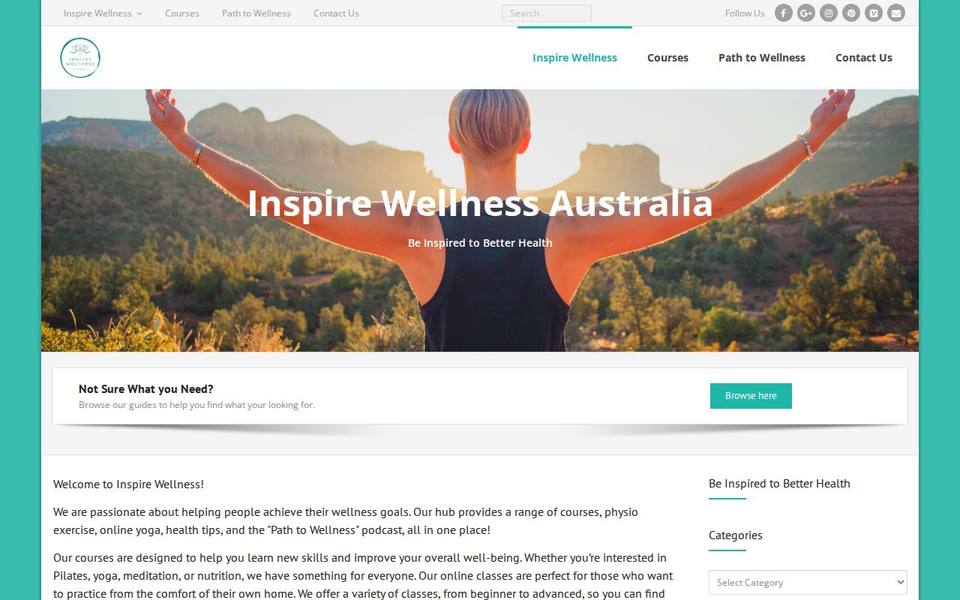 Inspire Wellness Australia website