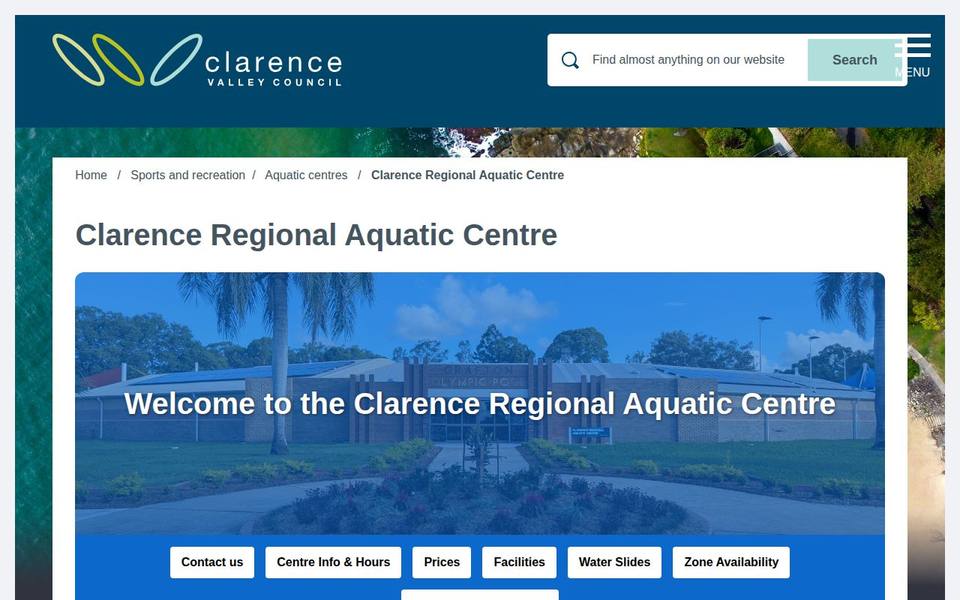 Clarence Regional Aquatic Centre website