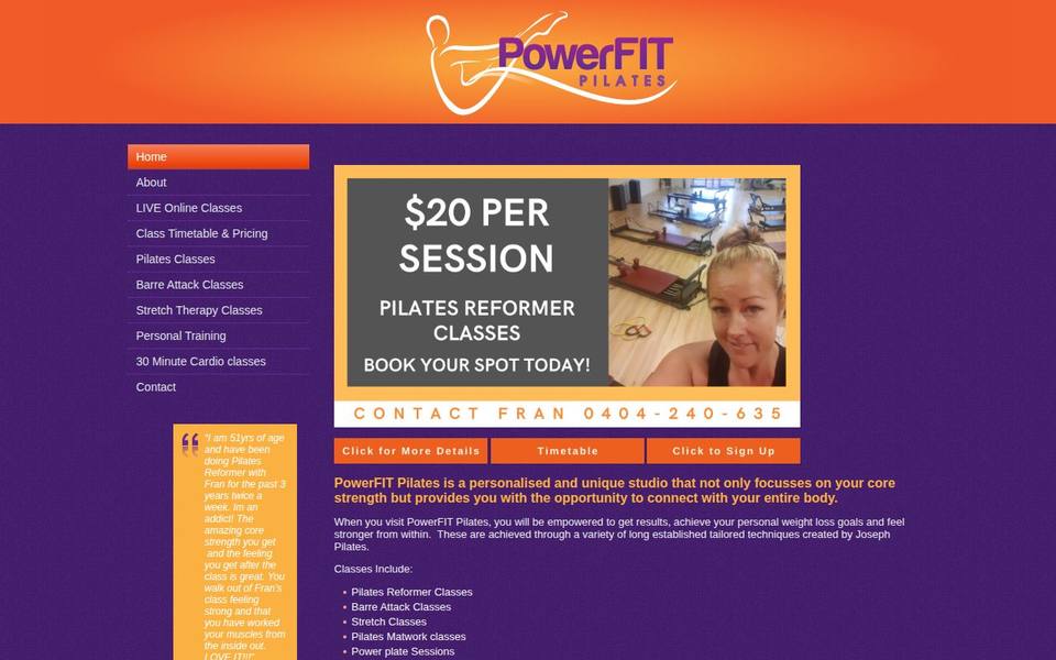 PowerFIT Pilates website