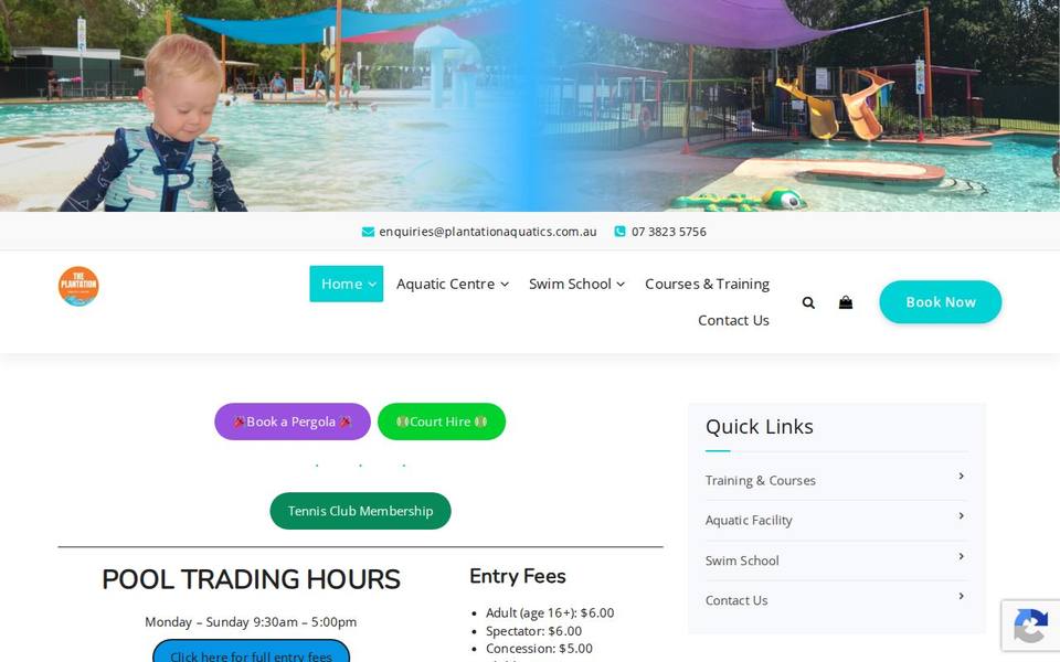 The Plantation Aquatic Centre website