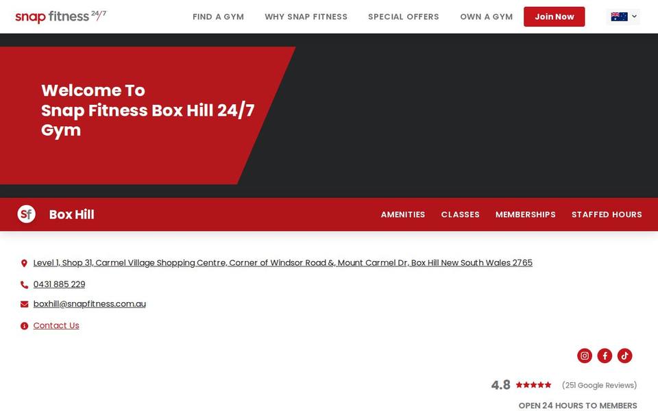 Snap Fitness Box Hill website