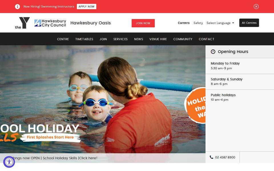The Y Hawkesbury Oasis website