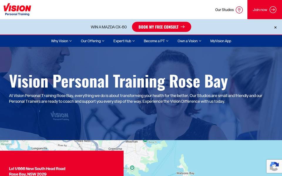 Vision Personal Training Rose Bay website
