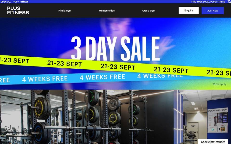 Plus Fitness Mawson Lakes website