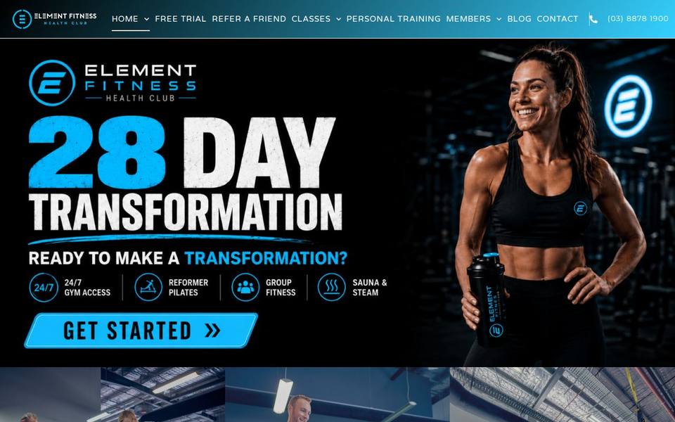 Element Fitness Health Club website