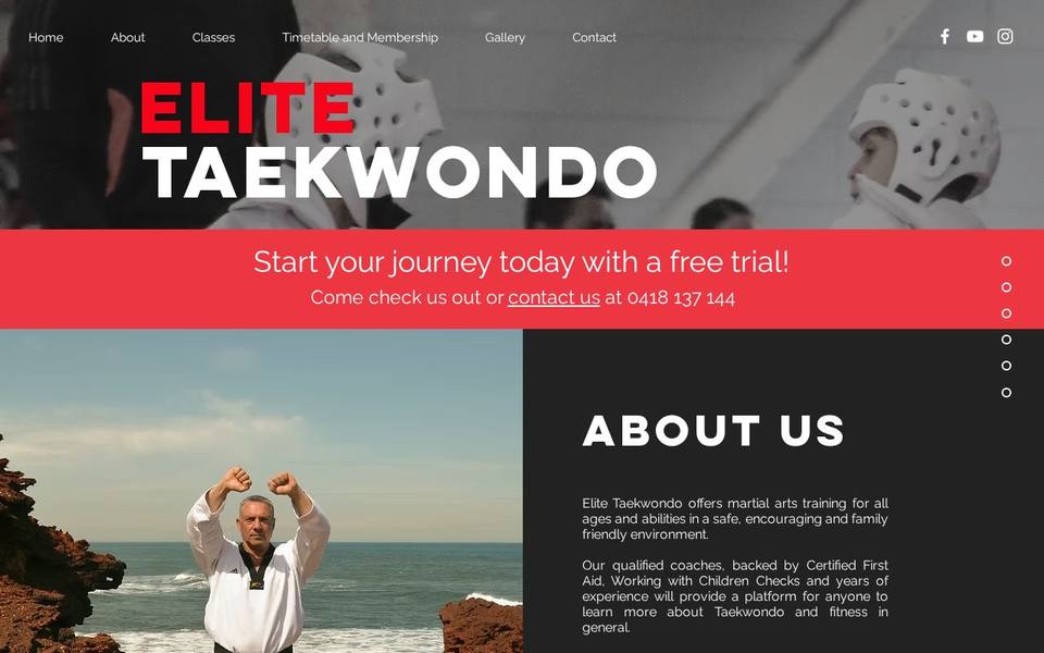 Elite Taekwondo Ocean Grove website