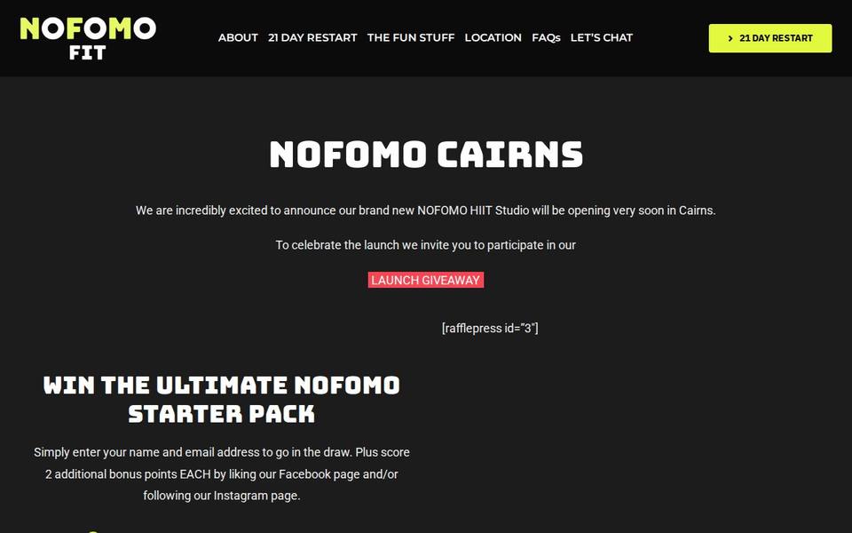 NOFOMO Gym Cairns website