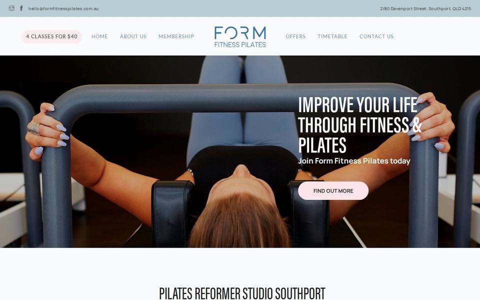 FORM Fitness Pilates website