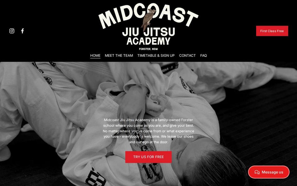 Midcoast Jiu Jitsu Academy website
