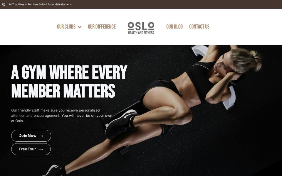 Oslo Health and Fitness website