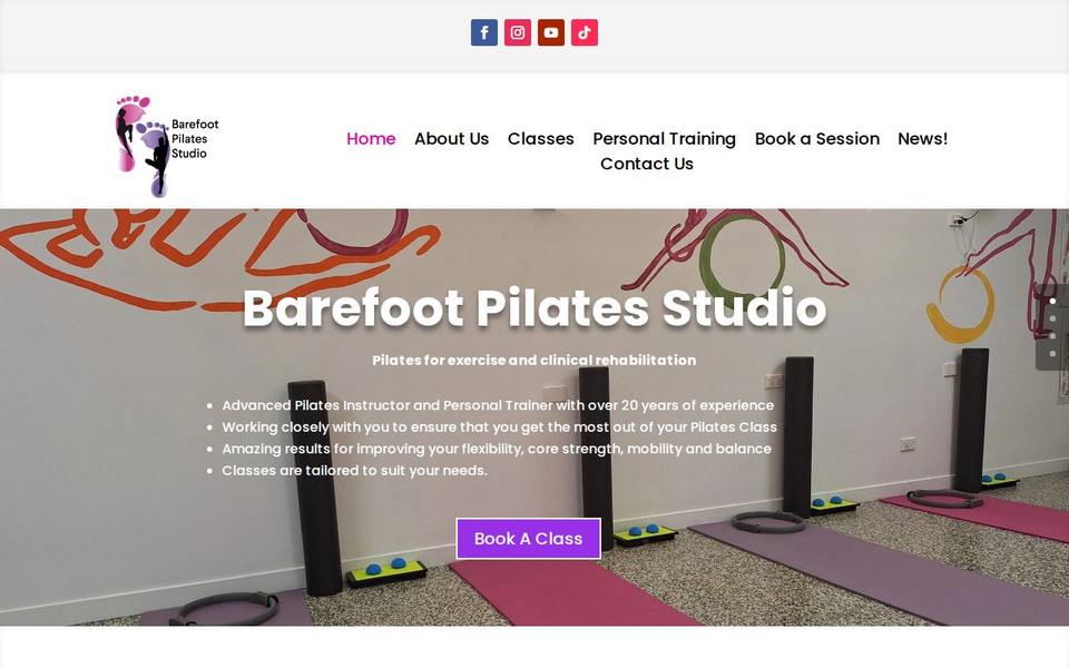 Barefoot Pilates Studio website