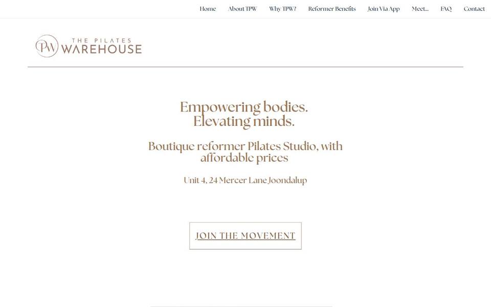 The Pilates Warehouse website